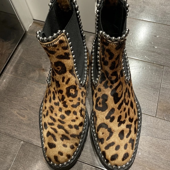 Alexander Wang Tan and Black Leopard Ankle Boots - Picture 2 of 2